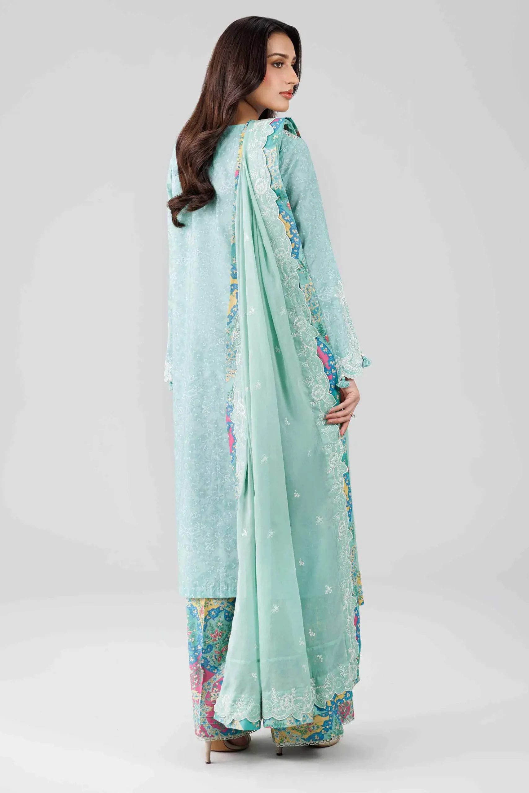 3 Piece - Printed Embroidered Suit - 42601813