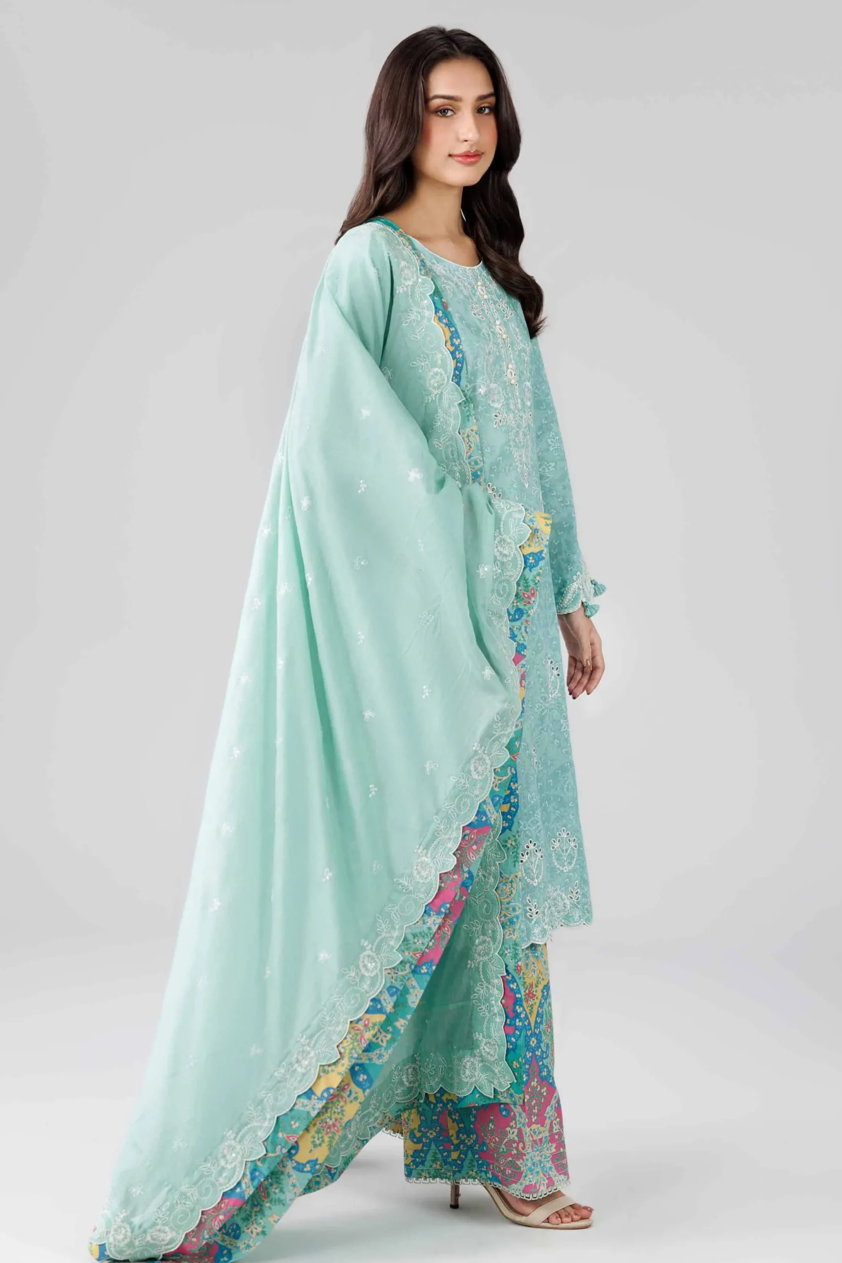 3 Piece - Printed Embroidered Suit - 42601813