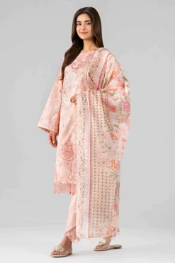 3 Piece - Printed Embroidered Suit - 42601781