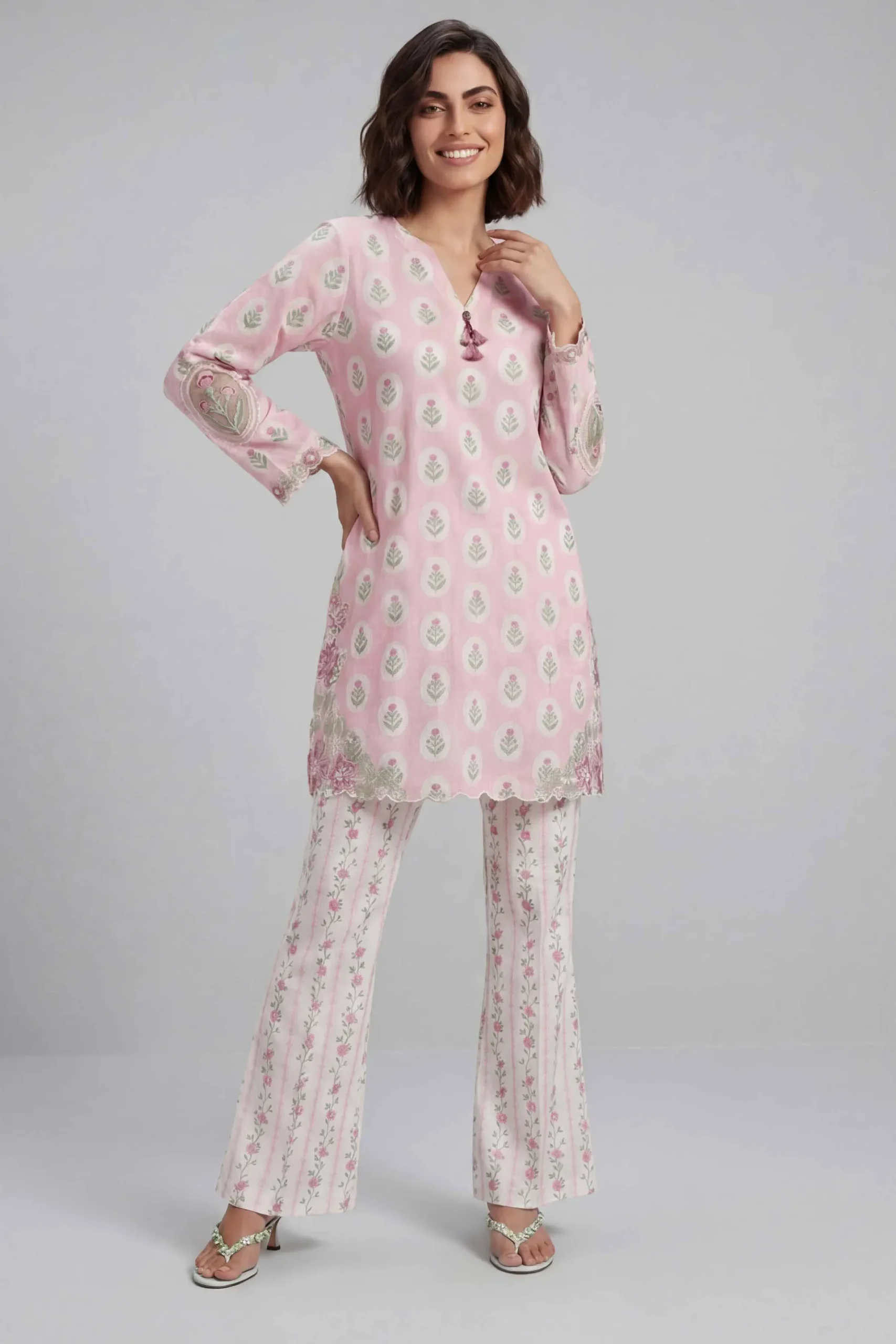 2 Piece - Printed Embroidered Suit - 42601673
