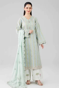 3 Piece - Printed Embroidered Suit - 42601805