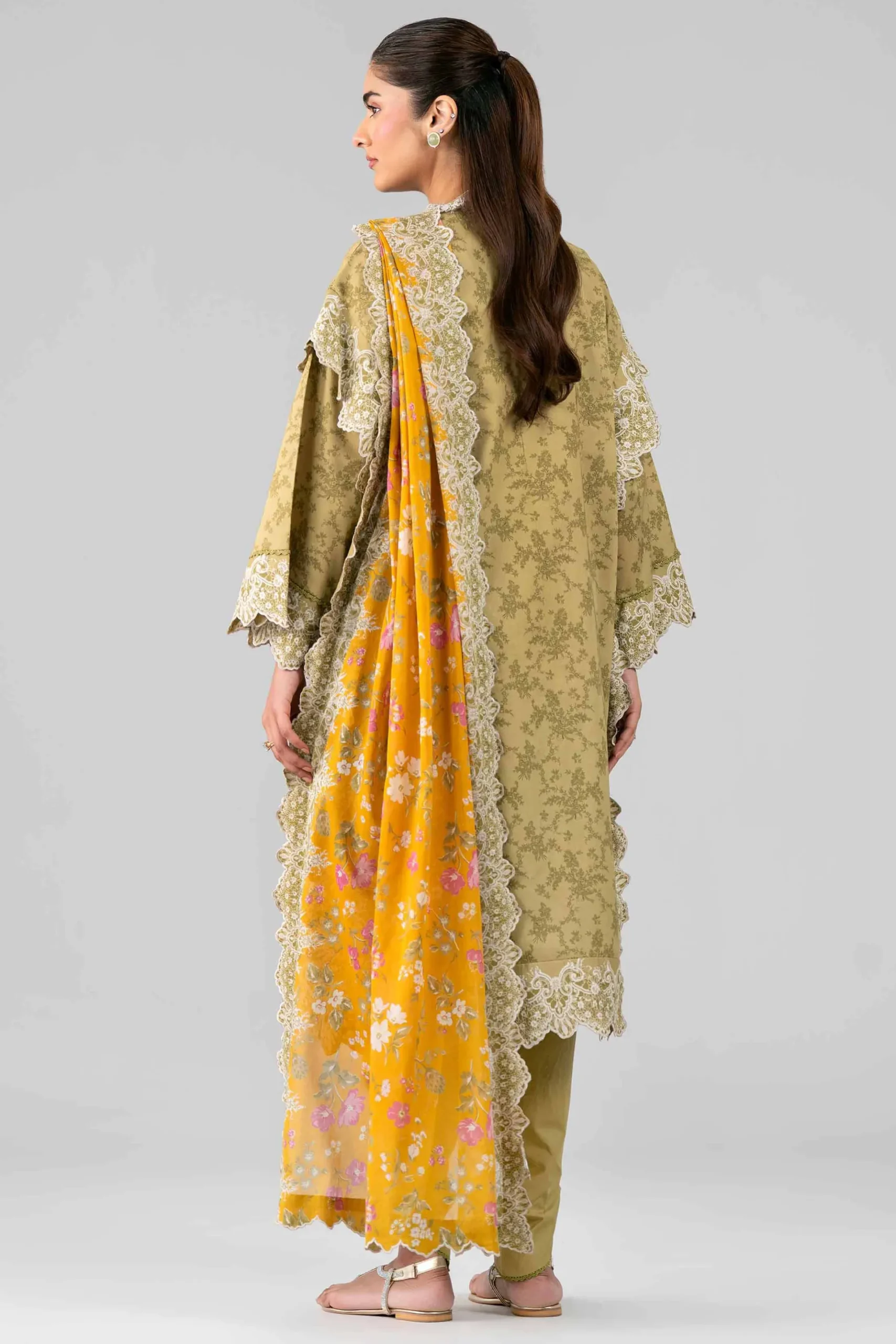 3 Piece - Printed Embroidered Suit - 42601785