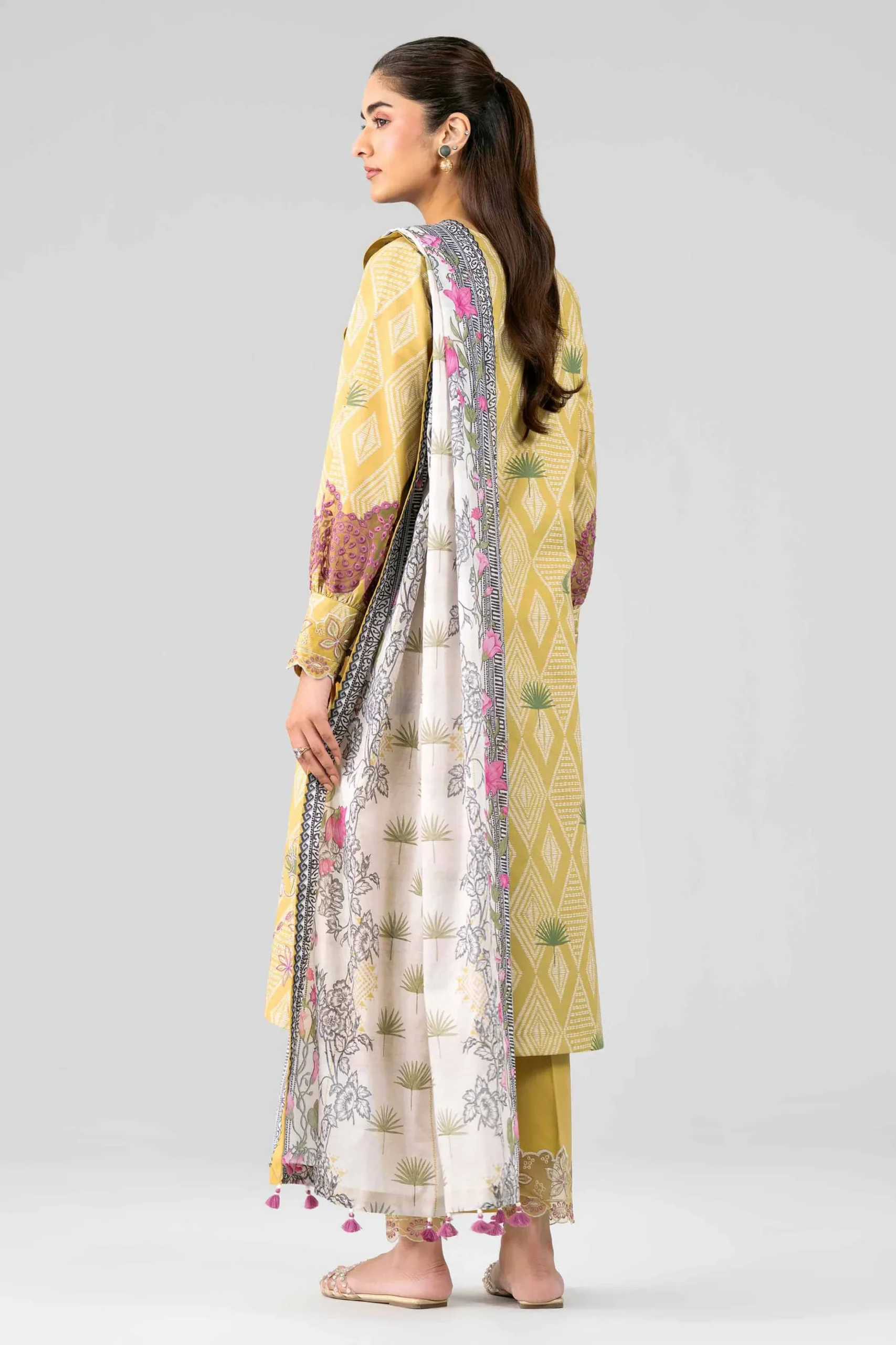 3 Piece - Printed Embroidered Suit - 42601788