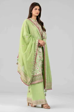 3 Piece - Printed Embroidered Suit - 42601819