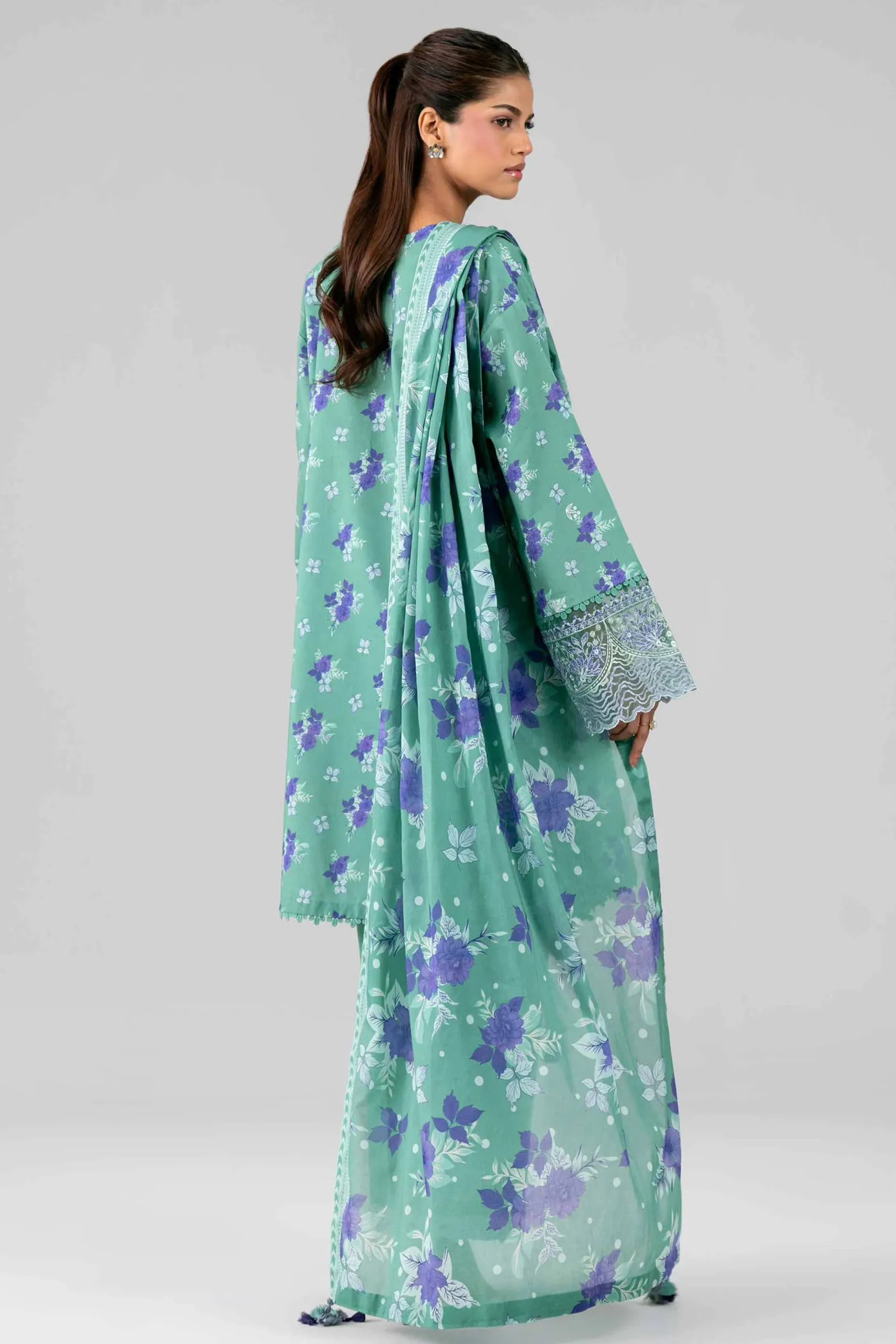 3 Piece - Printed Embroidered Suit - 42601784
