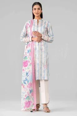 3 Piece - Printed Embroidered Suit - 42601783