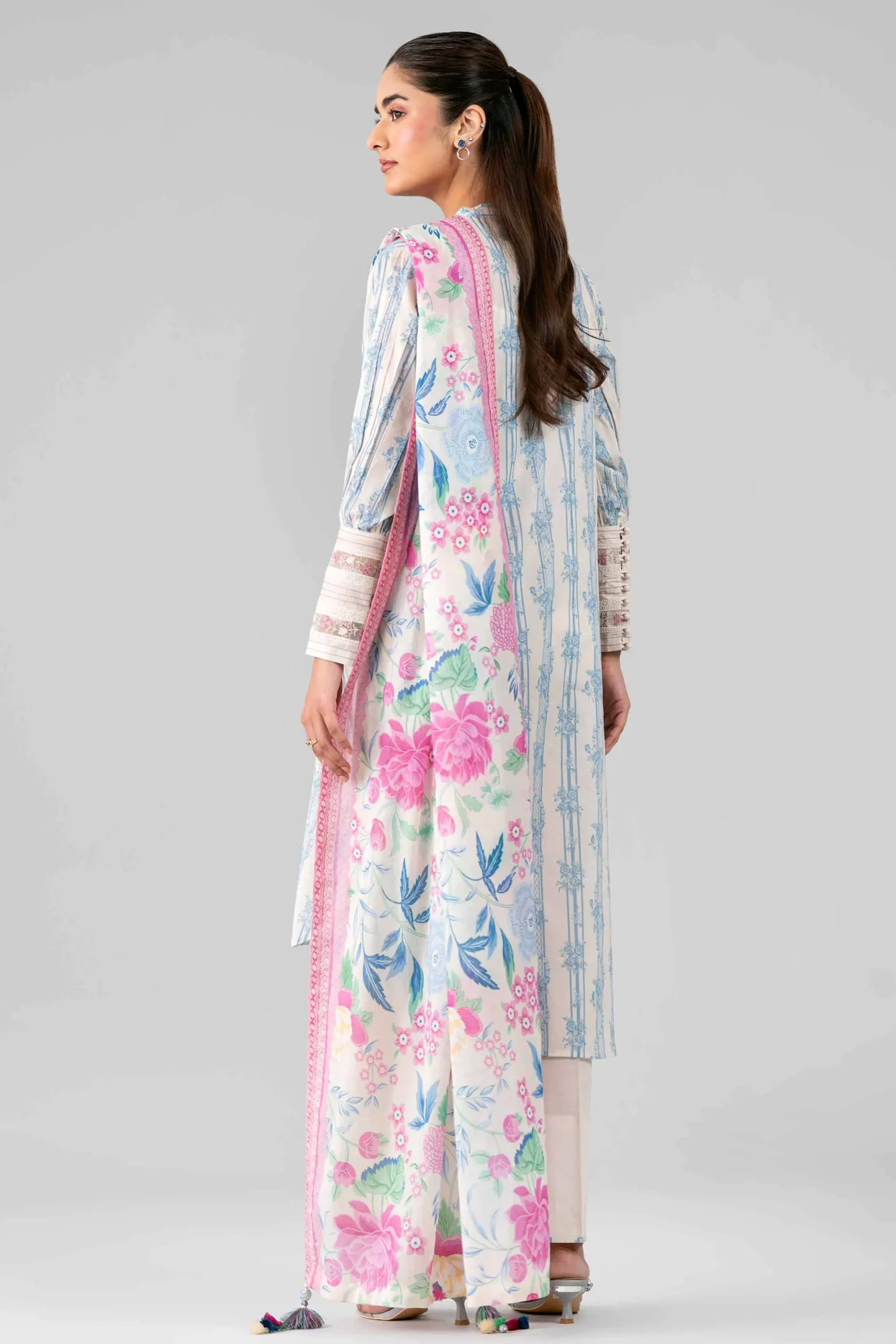 3 Piece - Printed Embroidered Suit - 42601783