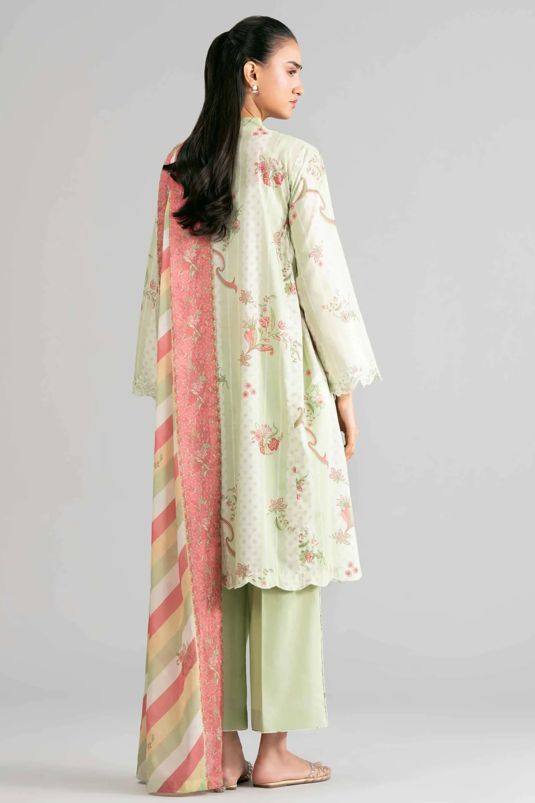 3 Piece - Printed Embroidered Suit - 42601856