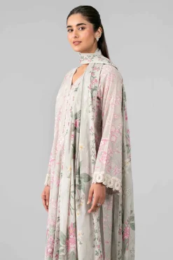 3 Piece - Printed Embroidered Suit - 42601780