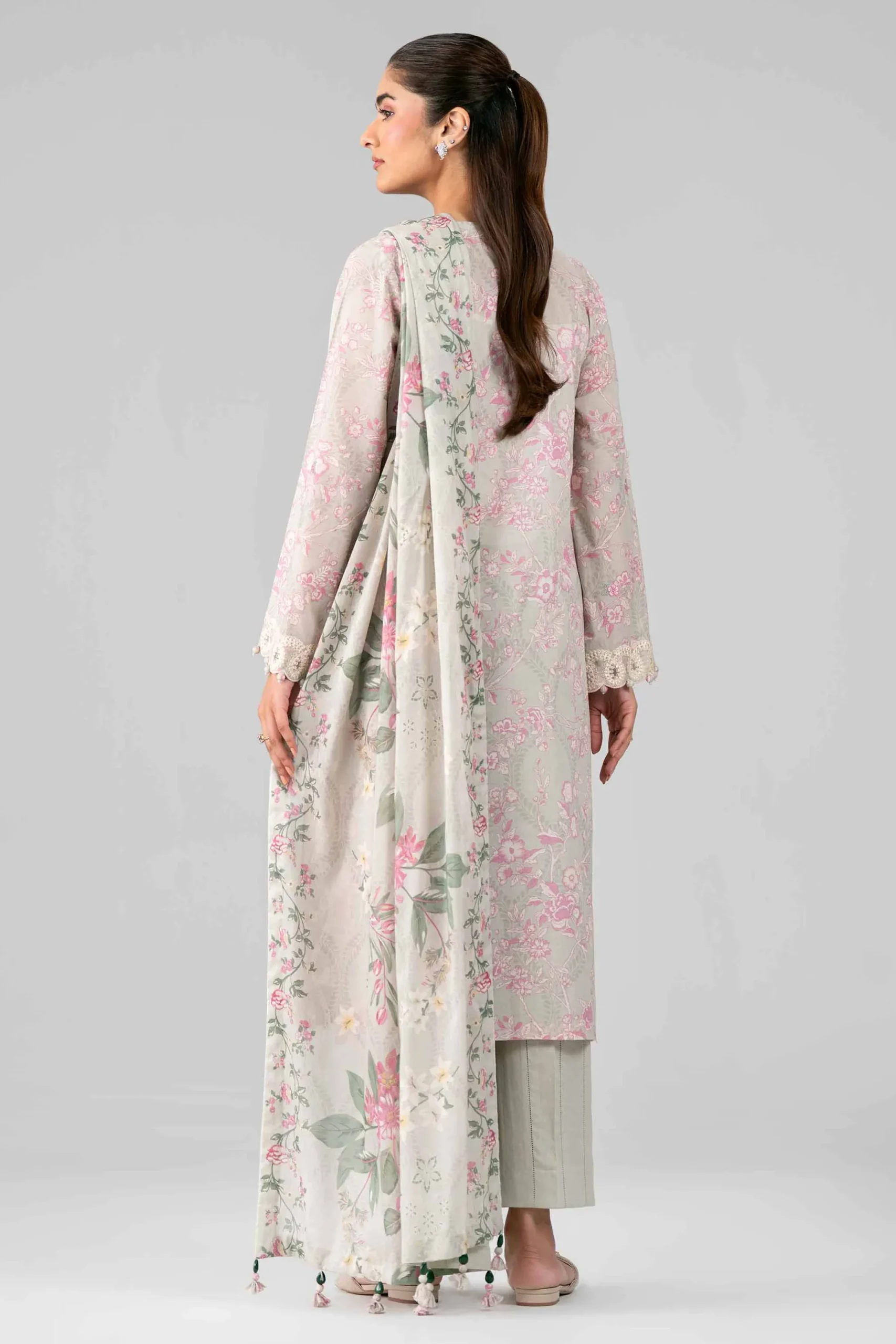 3 Piece - Printed Embroidered Suit - 42601780