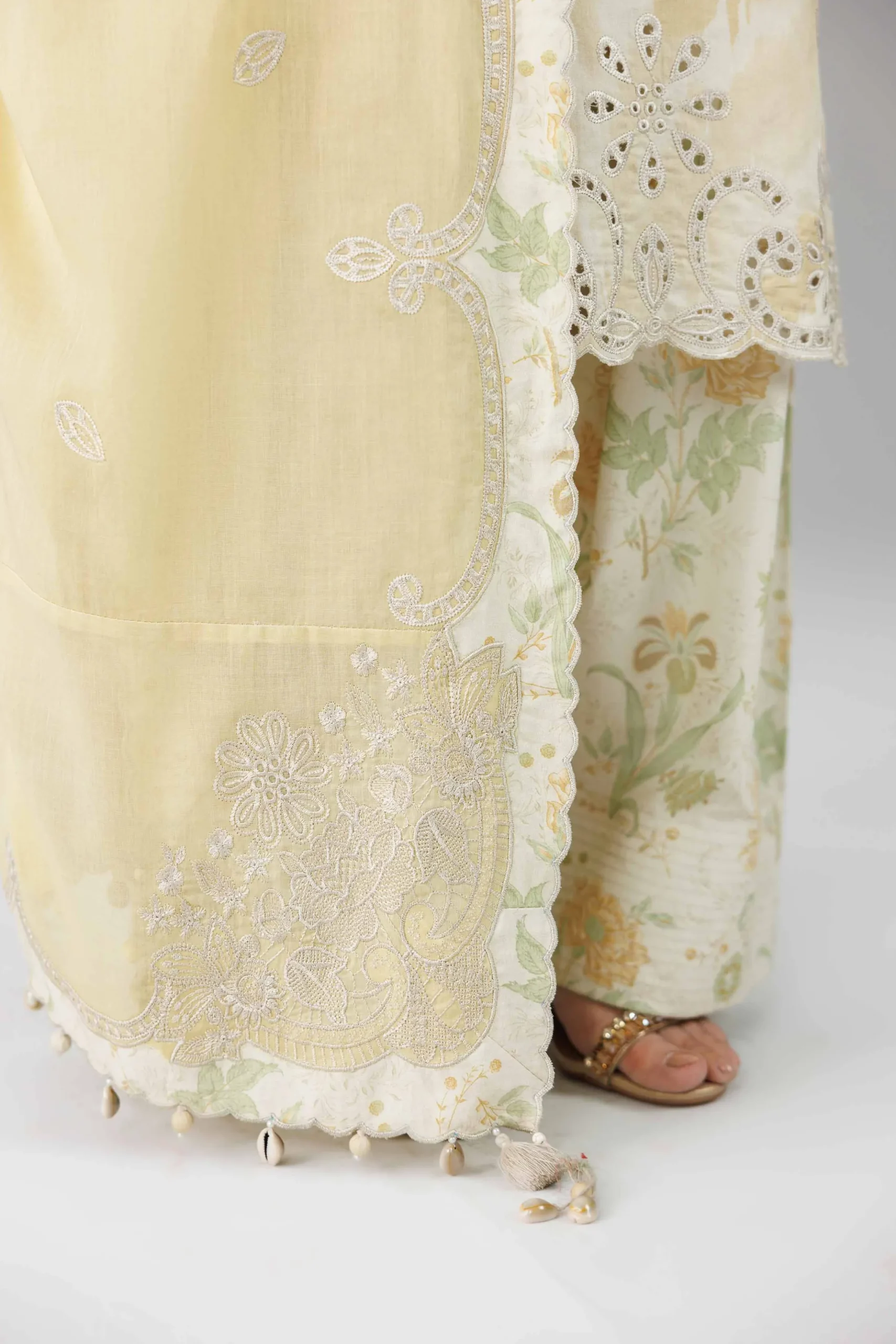 3 Piece - Printed Embroidered Suit - 42601809