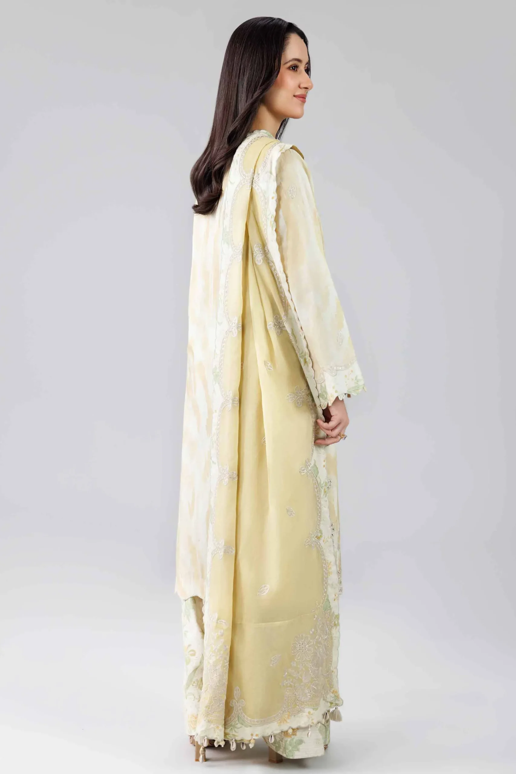 3 Piece - Printed Embroidered Suit - 42601809