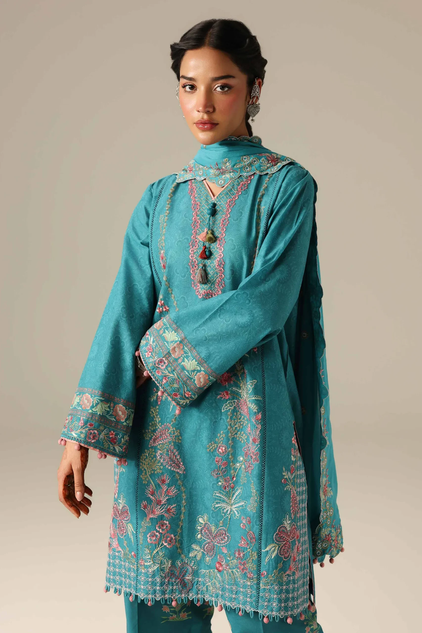 3 Piece - Printed Embroidered Suit - 42601806