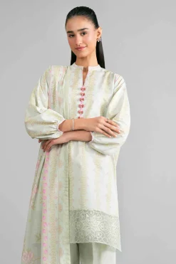 3 Piece - Printed Embroidered Suit - 42601860