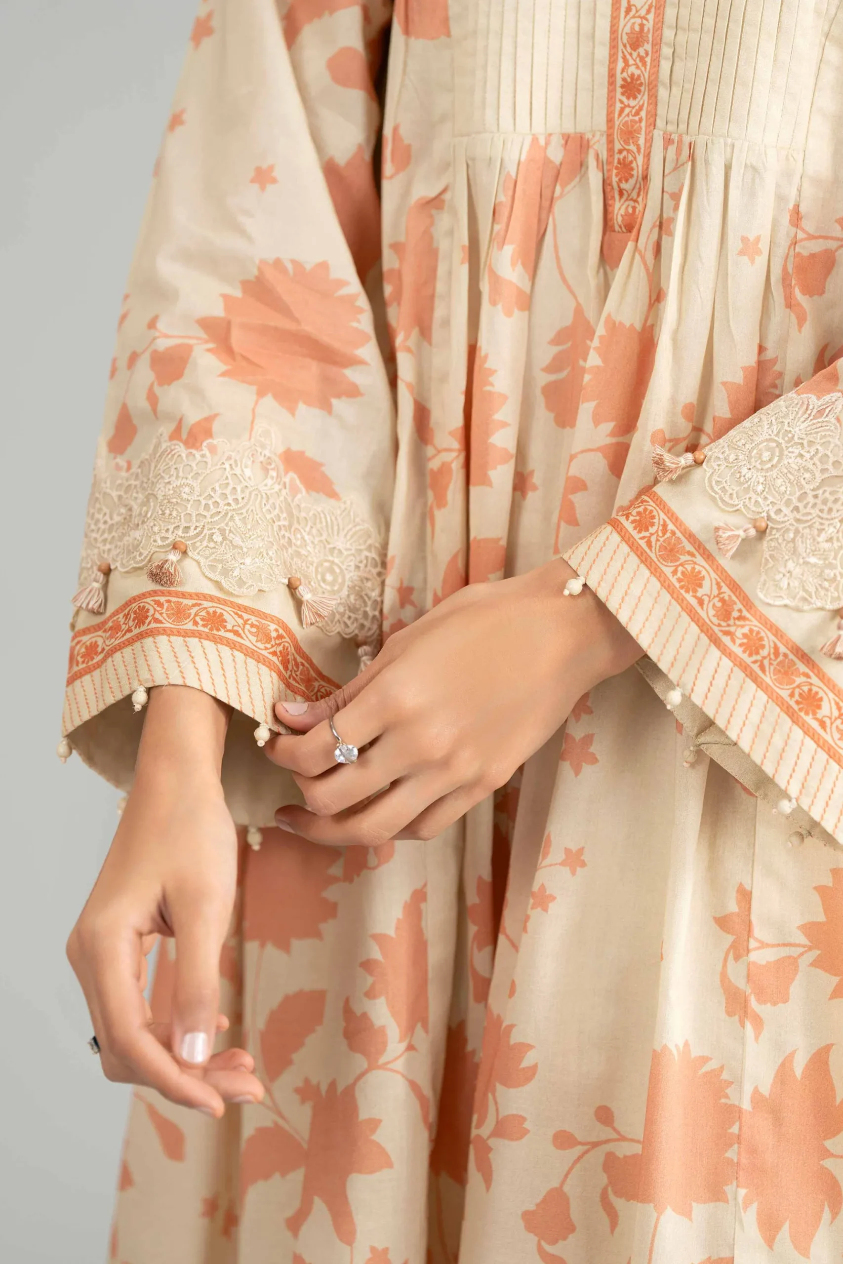 3 Piece - Printed Embroidered Suit - 42601854