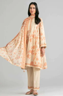 3 Piece - Printed Embroidered Suit - 42601854