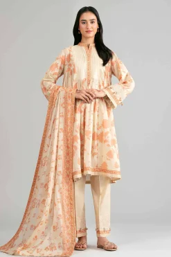 3 Piece - Printed Embroidered Suit - 42601854