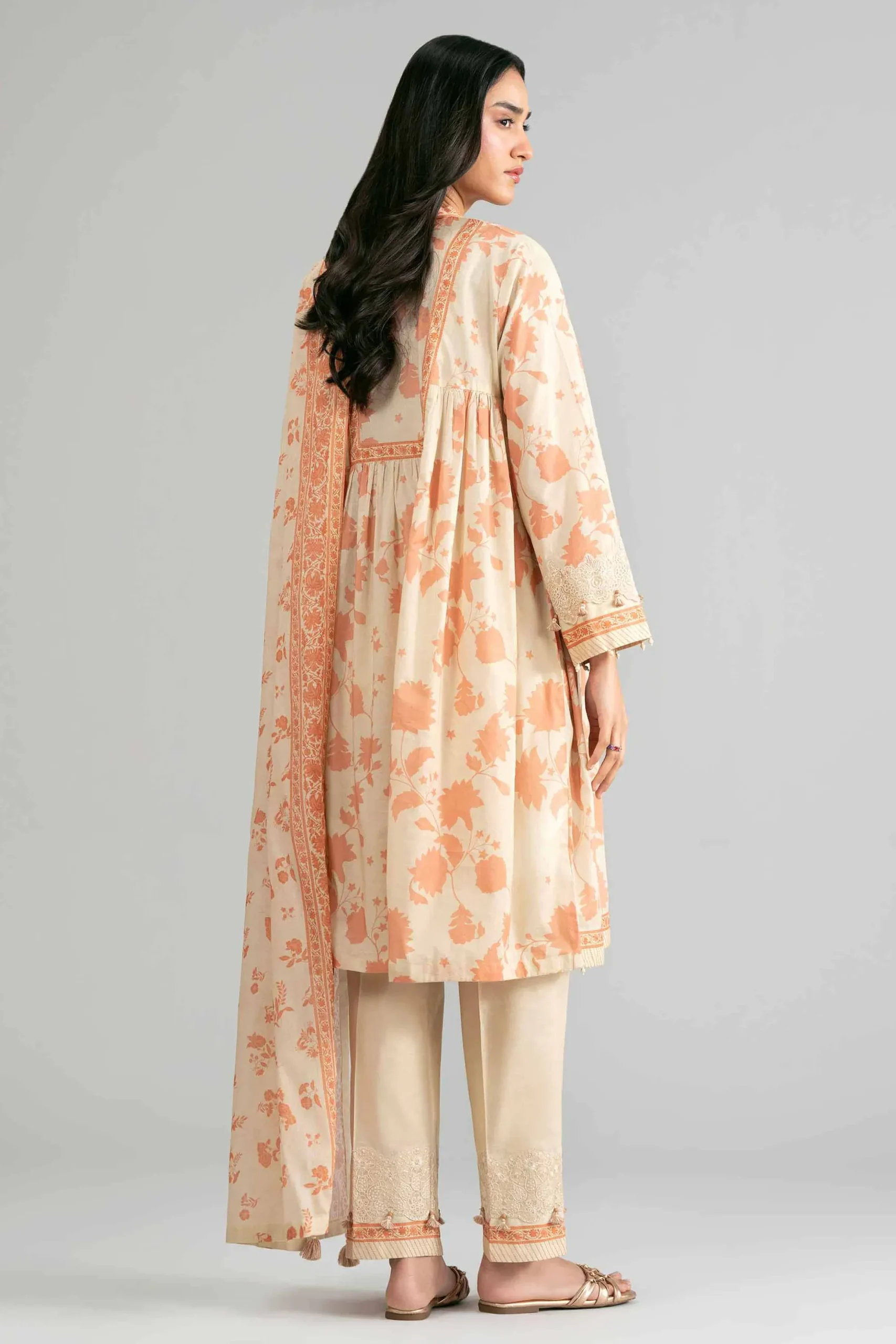 3 Piece - Printed Embroidered Suit - 42601854