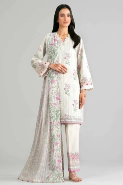 3 Piece - Printed Embroidered Suit - 42601859