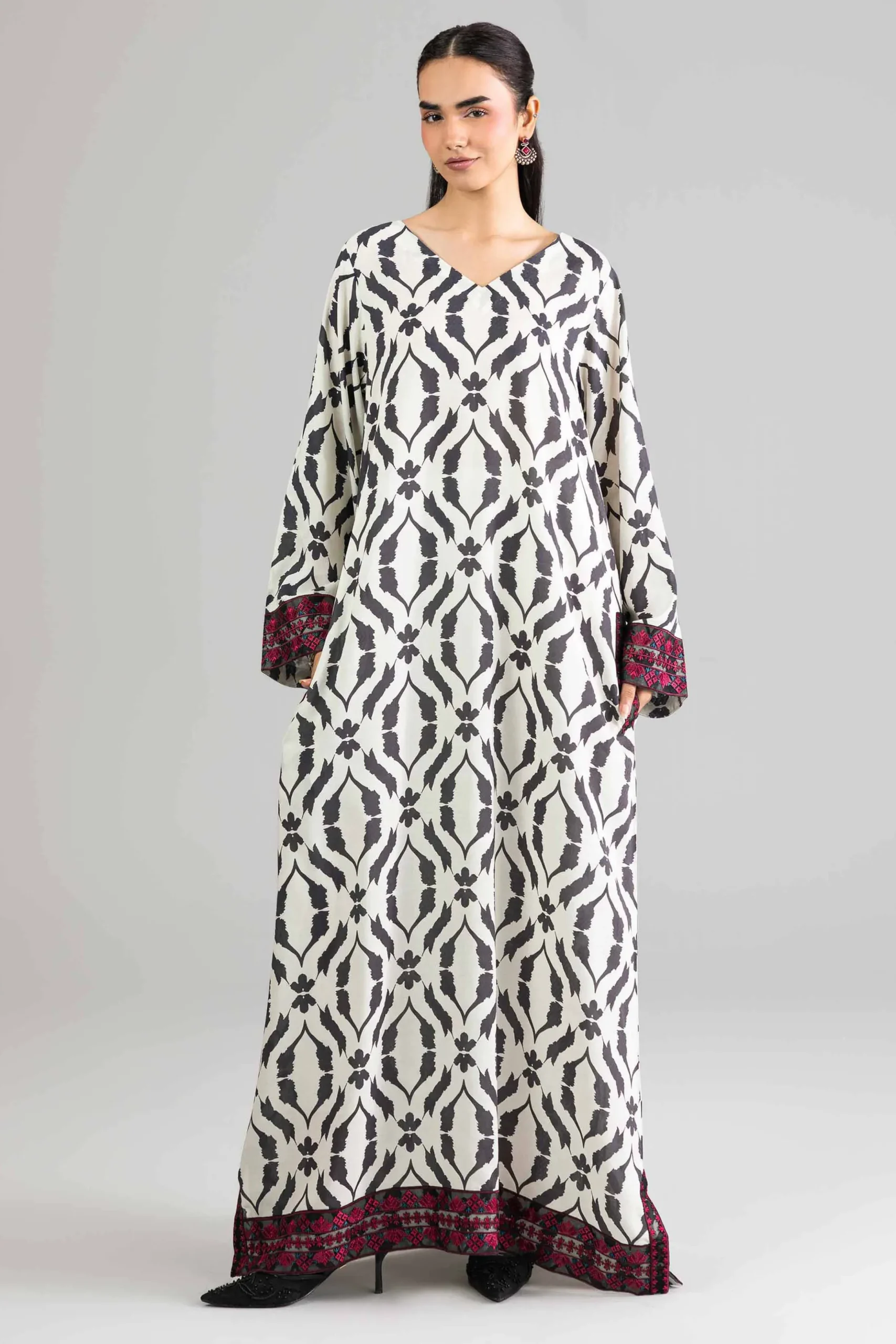 Printed Embroidered Dress - FE26-48