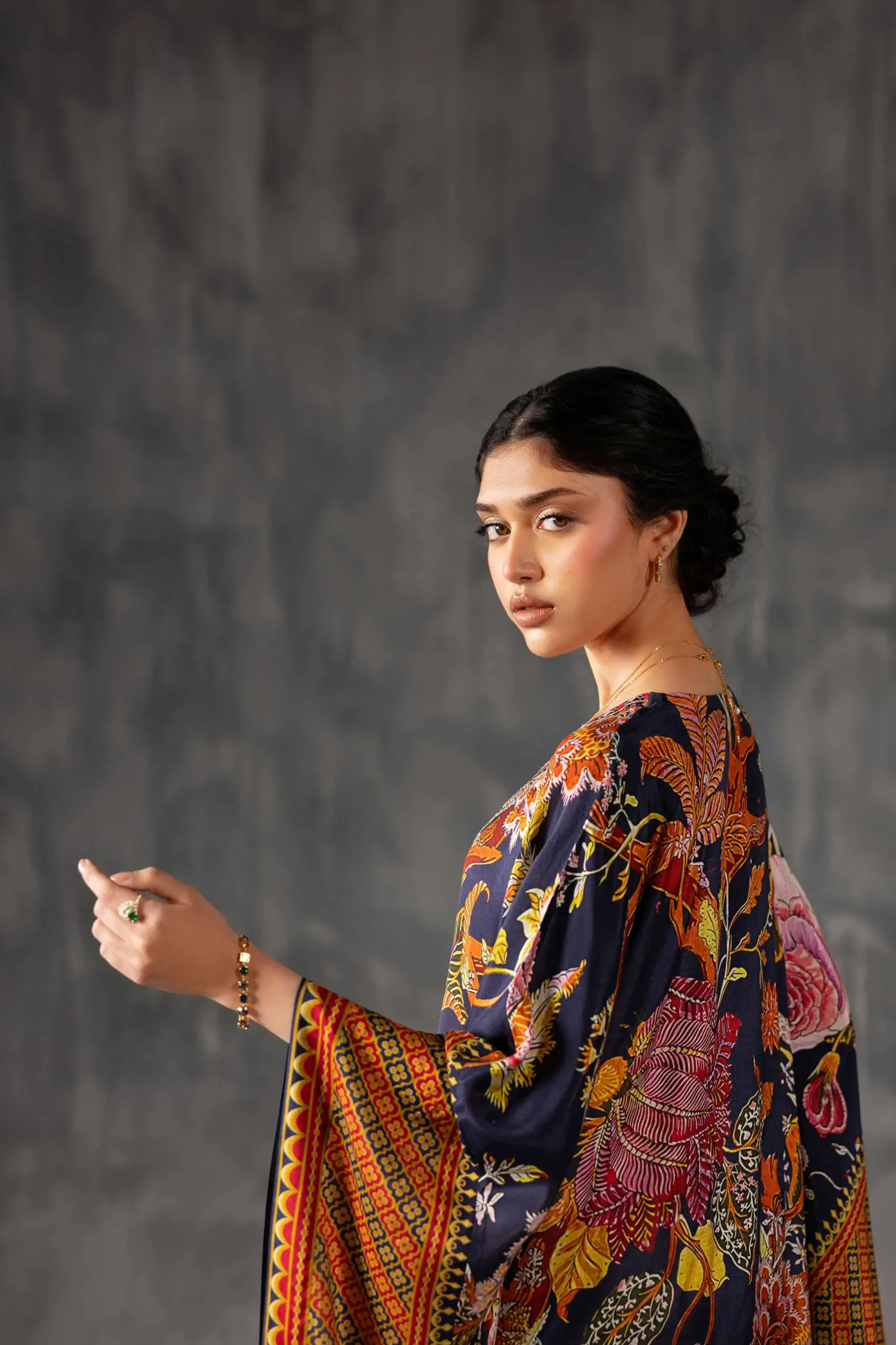 Printed Embroidered Kaftan - KFE26-134