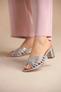 Silver Block Heels-445272920